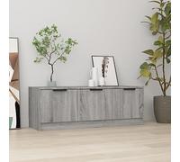 Fangmaliuyun Meuble TV bas gris Sonoma 102 x 35 x 36,5 cm en bois avec porte flexible, espace de rangement et plateau supérieur stable - Meuble de divertissement moderne pour salon et chambre à