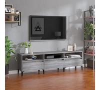 Fangmaliuyun Meuble TV bas gris Sonoma 150 x 30 x 44,5 cm - Matériau du bois avec structure en métal - Design moderne et grand espace de rangement - Meuble TV pour salon, couloir, chambre à coucher