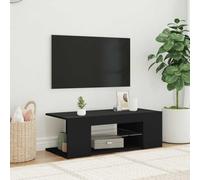Fangmaliuyun Meuble TV bas, noir, 90 x 39 x 30 cm, à LED, avec éclairage RVB, stand en bois, moderne, pour salon, chambre à coucher