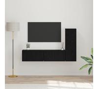Fangmaliuyun Meuble TV mural - 3 pièces - Chêne noir - 60 x 30 x 30 cm - Gain de place - Design moderne - Gestion des câbles pour salon, chambre à coucher, couloir