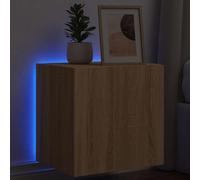 Fangmaliuyun Meuble TV mural LED en chêne Sonoma - 40,5 x 35 x 40 cm - Design moderne avec éclairage RVB - Robuste et peu encombrant - Pour salon, chambre à coucher, couloir