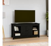 Fangmaliuyun Meuble TV noir 103 x 36,5 x 52 cm en bois massif moderne avec espace de rangement - Meuble TV en pin pour salon et chambre à coucher