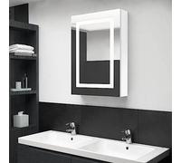 Fangmaliuyun Miroir de salle de bain LED, 50 x 13 x 70 cm, blanc brillant, à 3 étagères, éclairage économe en énergie, armoire murale avec charnière tampon