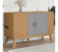Fangmaliuyun Olden - Buffet en pin massif - 114 x 43 x 73,5 cm - Gris marron - Avec surface cirée - Espace de rangement pour cuisine, couloir, salon - Design scandinave - Montage pour salle à manger