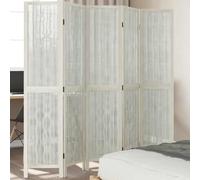 Fangmaliuyun Paulownia Paravent pliable en bois massif de Paulownia à 5 parties, blanc, 175-180 x 180 cm, avec incrustation en branches de saule, pour salon, chambre à coucher, bureau, design moderne