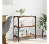 Fangmaliuyun Petite bibliothèque 60 x 33 x 70 cm - Aspect bois vieilli - Cadre en fer - Design moderne - Robuste - Hauteur pour la maison, le bureau, le salon, la cuisine, le balcon