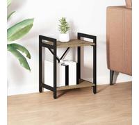 Fangmaliuyun Petite bibliothèque en chêne artisanal, 40 x 30 x 48,5 cm, en bois avec cadre en croix en acier, étagère ouverte avec pieds réglables, design moderne pour salon, chambre à coucher, bureau