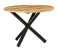 Fangmaliuyun Petite table à manger ronde en bois de manguier rugueux - Diamètre : 100 cm - Hauteur : 75 cm - Pieds en acier revêtu par pulvérisation - Design moderne - Robuste et durable - Pour
