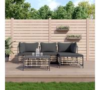 Fangmaliuyun Salon de jardin 4 pièces en polyrotin anthracite 72 x 72 x 66 cm - Design moderne - Cadre en acier robuste - Peu encombrant - Pour petits balcons, terrasses et salons