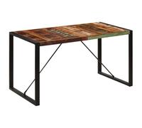 Fangmaliuyun Table à manger en bois recyclé - 140 x 70 x 75 cm - Avec structure en acier rustique - Fabriquée à la main - Petite table de cuisine pour salon, balcon, salle à manger