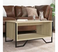 Fangmaliuyun Table basse 75 x 51 x 40 cm en chêne Sonoma - Structure en métal - Design moderne avec espace de rangement - Robuste et durable - Pour salon, chambre à coucher, couloir