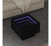 Fangmaliuyun Table basse - Aspect chêne - Noir - 40 x 40 x 30 cm - Moderne - Avec bandes LED et miroir - Robuste - En bois - Petite table de salon pour salon, balcon, bureau