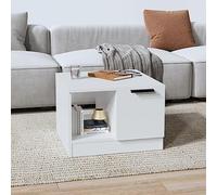 Fangmaliuyun Table basse blanche 50 x 50 x 36 cm en bois - Design moderne avec 2 compartiments pour espace de rangement pratique - Table de salon compacte pour petits espaces Livingroom Bedroom