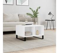 Fangmaliuyun Table basse blanche 60 x 50 x 36,5 cm en bois avec pieds en métal Design moderne avec 4 compartiments de rangement pour petit salon Table d'appoint Living Room