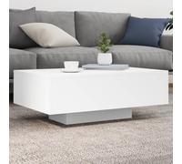 Fangmaliuyun Table basse blanche 85 x 55 x 31 cm avec éclairage LED RVB en bois moderne pour salon, chambre à coucher, couloir