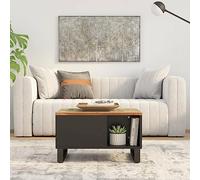 Fangmaliuyun Table basse en bois recyclé massif 60 x 50 x 35 cm Table d'appoint en fer avec espace de rangement Design moderne pour salon, canapé et coin repas