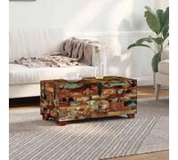 Fangmaliuyun Table basse en bois recyclé massif 80 x 40 x 35 cm, faite à la main, avec 3 compartiments de rangement et tiroir, table d'appoint robuste au look vintage pour salon et loft