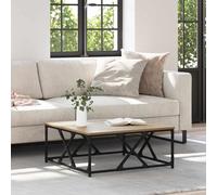 Fangmaliuyun Table basse en chêne artisan 70 x 70 x 30 cm en bois robuste avec cadre en acier - Design moderne avec chic industriel - Petite table de salon pour studio loft et datcha