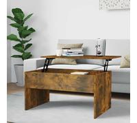 Fangmaliuyun Table basse en chêne fumé 80 × 50,5 × 41,5 cm réglable en hauteur avec espace de rangement en bois pour salon et chambre à coucher