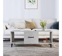 Fangmaliuyun Table basse gris béton 102 x 50 x 40 cm en bois avec insert en fer, design moderne, grand espace de rangement, robuste et durable, pour salon, coin canapé et bureau à domicile