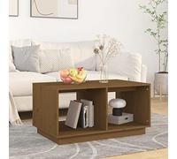 Fangmaliuyun Table basse moderne en pin massif, 80 x 50 x 40 cm, marron miel, avec 2 compartiments, table de salon robuste pour salon et bureau