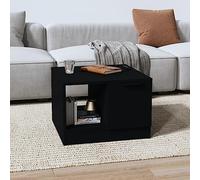 Fangmaliuyun Table basse noire 50 x 50 x 36 cm en bois avec 2 compartiments - Table d'appoint moderne pour petits espaces - Robuste et facile d'entretien - Pour salon, bureau, couloir