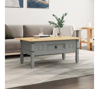 Fangmaliuyun Table basse style mexico 100 x 55 x 44 cm en pin massif gris avec tiroir moderne et rustique pour salon canapé côté
