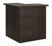 Fangmaliuyun Table de bar d'angle 100 x 50 x 105 cm en rotin synthétique marron et cadre en acier avec 3 compartiments de rangement - Design moderne et rangement pratique pour cuisine, jardin, balcon