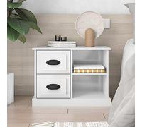 Fangmaliuyun Table de chevet blanche brillante - 60 x 35,5 x 45 cm - Commode moderne avec 2 tiroirs et 2 compartiments - En bois durable - Armoire d'appoint étroite pour chambre à coucher, salon
