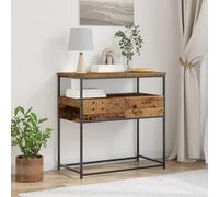 Fangmaliuyun Table de chevet en bois recyclé et métal - 75 x 40 x 75 cm - Table d'appoint étroite avec tiroir et 2 étagères - Table console robuste pour chambre à coucher, couloir et salon
