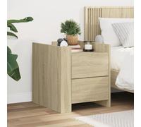 Fangmaliuyun Table de chevet en chêne Sonoma - 45 x 50 x 50 cm - Avec 2 tiroirs - En bois robuste - Aspect moderne - Espace de rangement - Petite commode pour chambre à coucher, salon, petites pièces