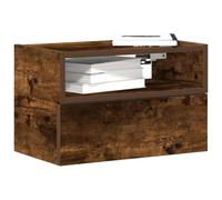 Fangmaliuyun Table de chevet murale - Chêne fumé - 45 x 26 x 28,5 cm - Matériau bois avec tiroir et étagère - Montage peu encombrant - Design moderne pour chambre à coucher et petites pièces