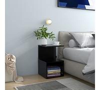 Fangmaliuyun Table de chevet noire 35 x 35 x 55 cm en bois avec compartiments ouverts, design moderne, robuste et peu encombrant, petite table d'appoint pour chambre à coucher, salon et couloir