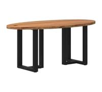 Fangmaliuyun Table de salle à manger 200 x 100 x 74 cm en chêne massif ovale, table de cuisine pliable avec pieds en T en acier, design moderne pour salle à manger, balcon, salon