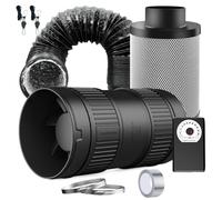 FanGoFast 100mm Kit de Ventilation Ventilateur Tubulaire 221 m³/h avec régulateur de Vitesse, Filtre à Charbon Actif, Tuyau d'évacuation d'air - Système de Ventilation pour Tente de Culture
