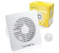 FanGoFast 100mm Ventilateur de Salle de Bain, Extracteur d'Air avec Minuterie Réglable, Design Silencieux avec Clapet Anti Retour pour Montage Mural Plafond Fenêtres (TypeA-100-Timer, blanc)