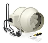 FanGoFast Extracteur d'air 125mm Réglable, 285 m³/h Ventilateur extracteur d'air Silencieux avec IEC EU Plug ent 1,5 m de Cordon d'alimentation EU pour VMC Salle de Bain, Cuisine et Garage