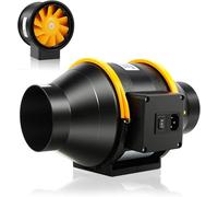 FanGoFast Smoke Extractor Duct Fan 100 mm Inline Duct Fan Exhaust Fan Inline Fan 230 V Quiet for Bathroom, Office, Grow Rooms (noir, 100 mm)