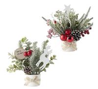 Fangoo 2 Pièces 25 x 20 cm Petits Sapins de NoëL Artificielsen DéCorations Bonsaï DéCorations D'IntéRieur de Table pour NoëL Maison IntéRieur FêTe DéCoration D'Armoires Murales