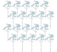 Fangoo 20 Pièces Décoration Artificielle de Baies Rouges, Baies Rouges Branches de Baies de Houx pour décoration d'arbre de noël Artisanat Saison de Vacances décoration (Bleu Clair)