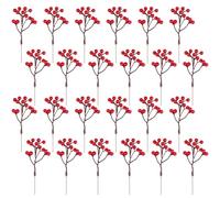 Fangoo 24 Pièces 18cm Décoration Artificielle de Baies Rouges Tiges de Baies Rouges Branches de Baies de Houx pour décoration d'arbre de noël Artisanat Saison de Vacances décoration