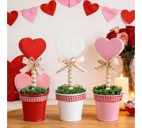 Fangoo 3 Pièces Mini Panneau Rustique en Bois en Forme de Cœur Décoration pour la Saint Valentin Rose Blanc Rouge Décoration cœur pour Centre de Table Mariage Saint Valentin Maison Cadeaux Fêtes
