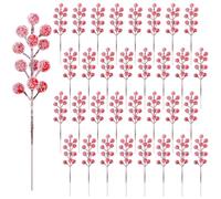 Fangoo 32 PièCe 23 cm Branches Baies Rouges de NoëL Artificielles EnneigéEs Faux Tiges de Houx pour DéCoration pour DéCorations de NoëL Bricolages d'hiver Mariage FêTe à Domicile