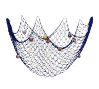 Fangoo filet de peche decoration Filet de pêche mural Style méditerranéen Décoration en Résille avec Coquilles Filets de pêche tissés à la main Mariage, photographie décoration murale 100X200cm