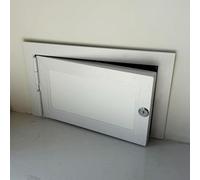 FANGQMM Trappe de Visite en Blanc, Panneau d'accès métallique Blanc pour cloisons sèches/Plafond/Mur/Grenier, Porte d'accès pour cloison sèche pour entrée de Grenier 50x55cm/20x22in