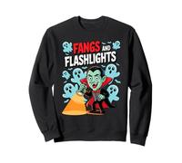 Fangs and Flashlights Funny Vampires Ghost Hunting Halloween Sweatshirt