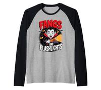 Fangs and Flashlights Vampires Ghost Hunting Halloween Manche Raglan