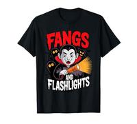 Fangs and Flashlights Vampires Ghost Hunting Halloween T-Shirt