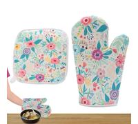 Fangssiy Ensembles de Gants de Four et Protège-Mains - Set D'accessoires Anti-Dérapants pour Casseroles,Ensemble de Maniques et Porte-Poêles - pour Bol Four Micro-Ondes Maison Café Hôtel Boulangerie