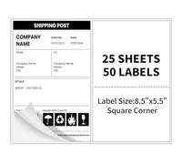 Fangtek moitié Feuille Auto-Adhésif étiquettes d'expédition pour imprimantes Jet d'encre et Laser, 5-1/5,1 cm X 8-1/5,1 cm 500 Labels 500 Labels
